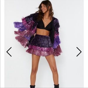 Nasty gal metallic fringe skort